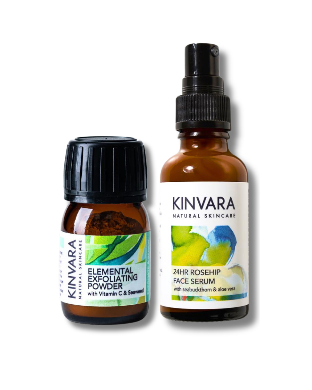 24hr Rosehip Face Serum & Elemental Exfoliating Powder
